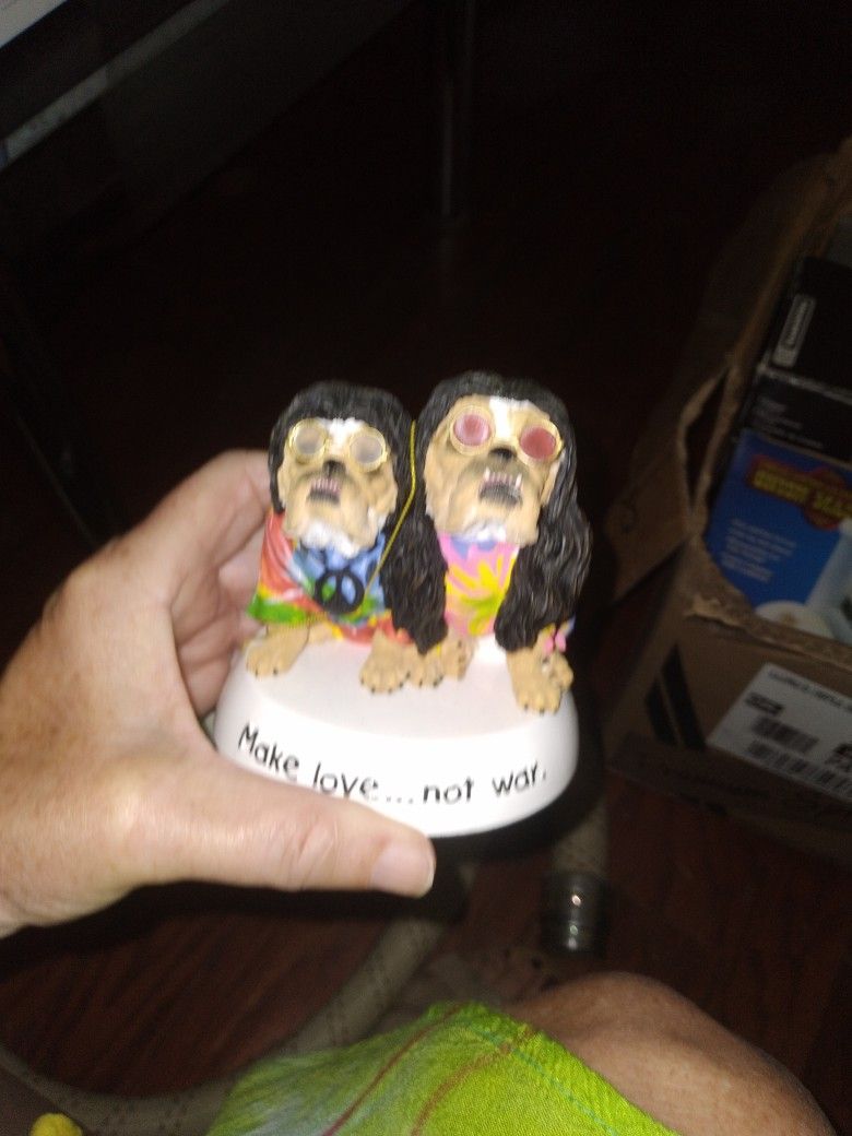 Make Love Not War Bulldog Statue