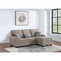 TAUPE REVERSIBLE SECTIONAL SOFA CHAISE