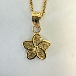 14K Gold Plumeria Flower Charm