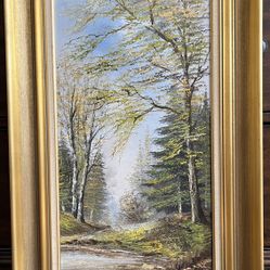 Large Oil Painting On Canvas With Deep Gold Frame