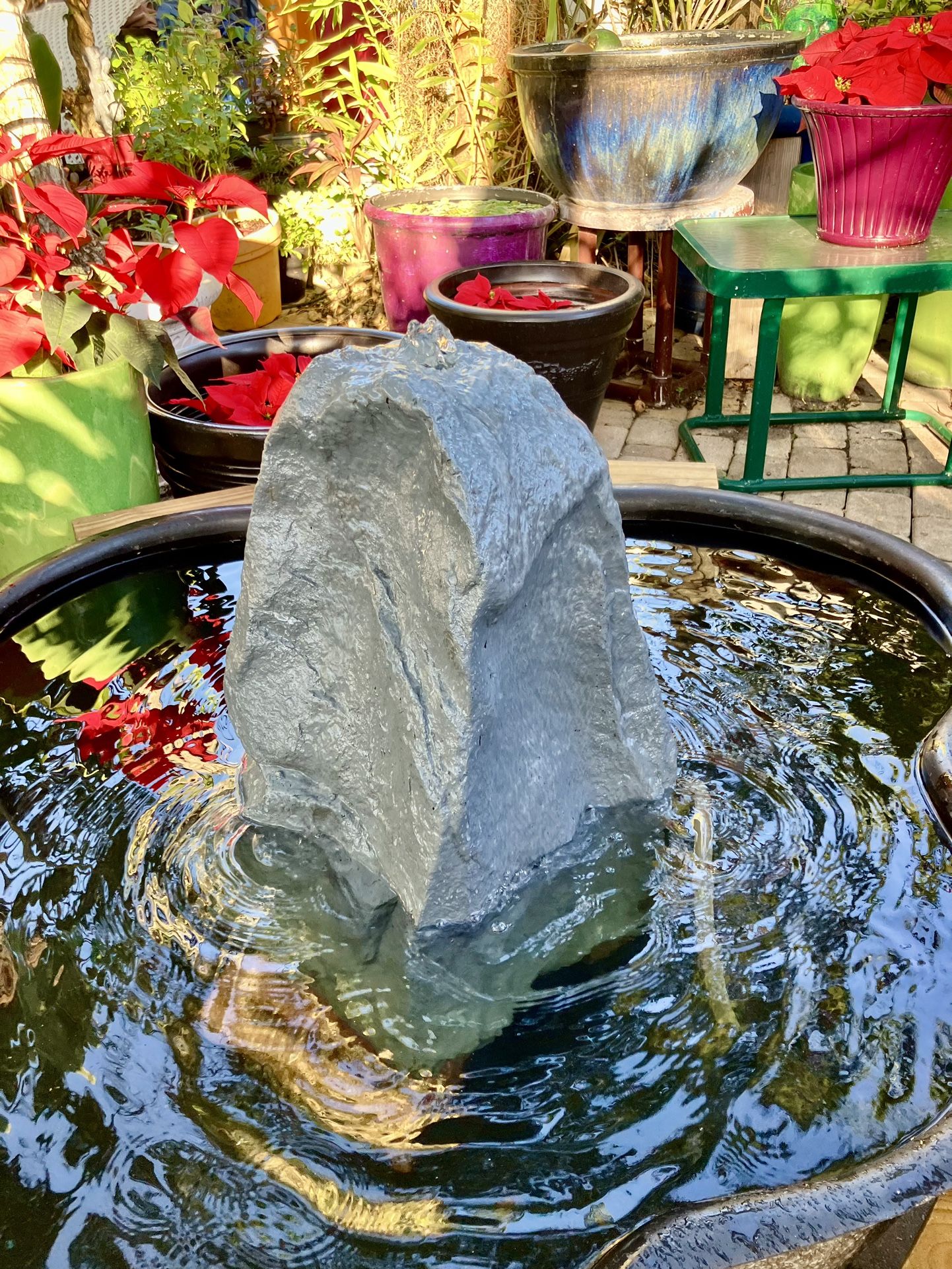 24” Faux Rock Water Fountain: 14”W x 12”D x 24”H