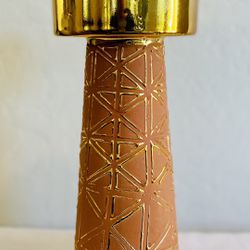Anthropology Geo Terra-cotta Boho Pillar Candle Holder