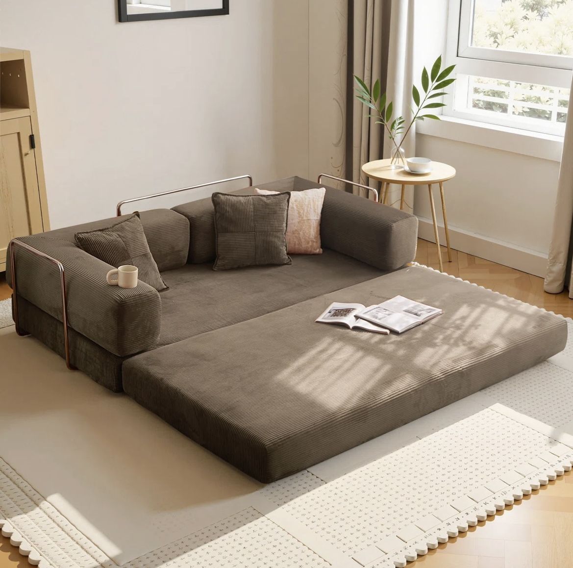 *Free Delivery* Modular Corduroy Couch Sofa Convertible Sleeper Bed