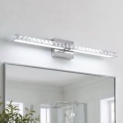 41" LED Bathroom Vanity Light, Chrome Crystal Acrylic Wall Sconce, Modern Vanity, 5700K Cool White