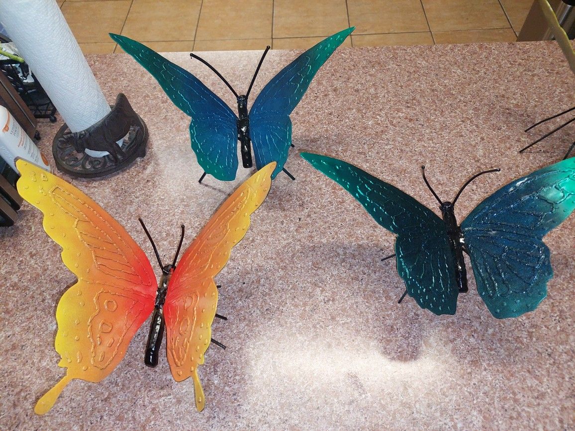 Great Mother's Day gift Hand made metal art butterflies painted.