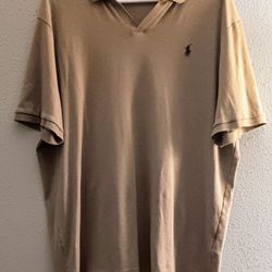Polo Ralph Lauren Mens T-Shirt Classic Fit Collared V-Neck Beige XL