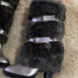 micheal kors leather faux fur boots