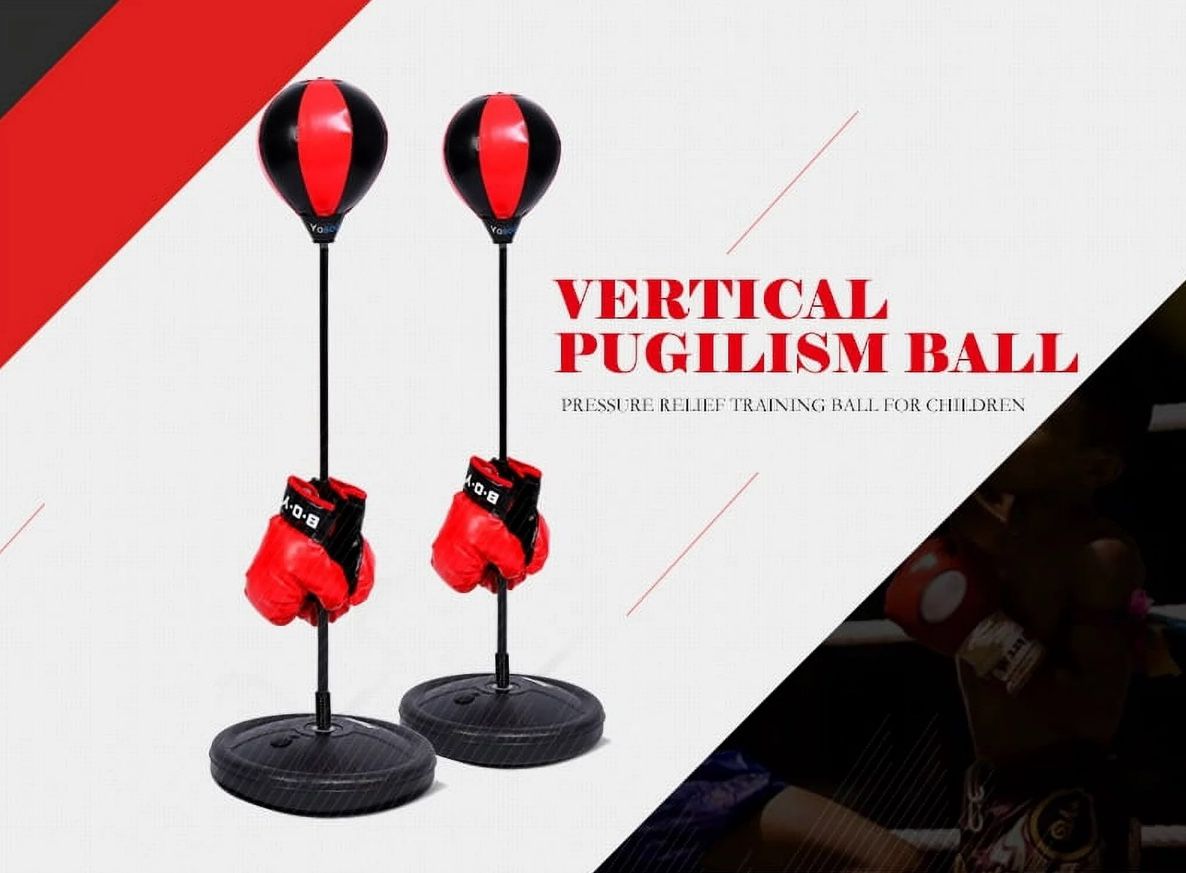 BRAND NEW Adjustable Height Kids Punching Ball Bag Speed Boxing Sports Set Fighting Game With Gloves