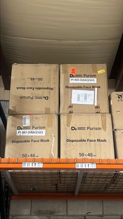 48 Boxes of Disposable Face Masks (2,400 Total) per package– New, Bulk Lot