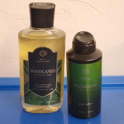 Woodlands Bath & Body Works Set Body Wash Body Spray
