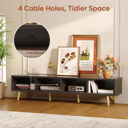 Bestier
71 in. Modern Glossy Black TV Stand Fits TV Up to 75 in. Entertainment Center with Storage Cabinets and Sliding Doors