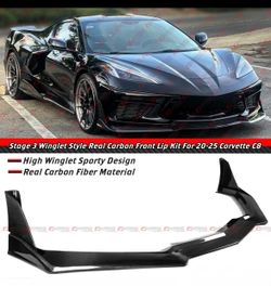 20-26 Corvette C8  STG 3 Style Carbon Fiber Front Bumper Lip