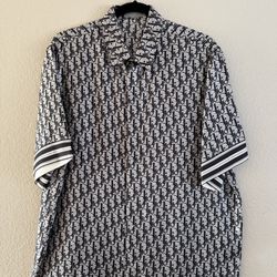 Dior Oblique Silk Short Sleeve Button Up size 38
