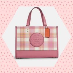 💖 COACH DEMPSEY CARRYALL WITH GARDEN PLAID PRINT & COACH PATCH
