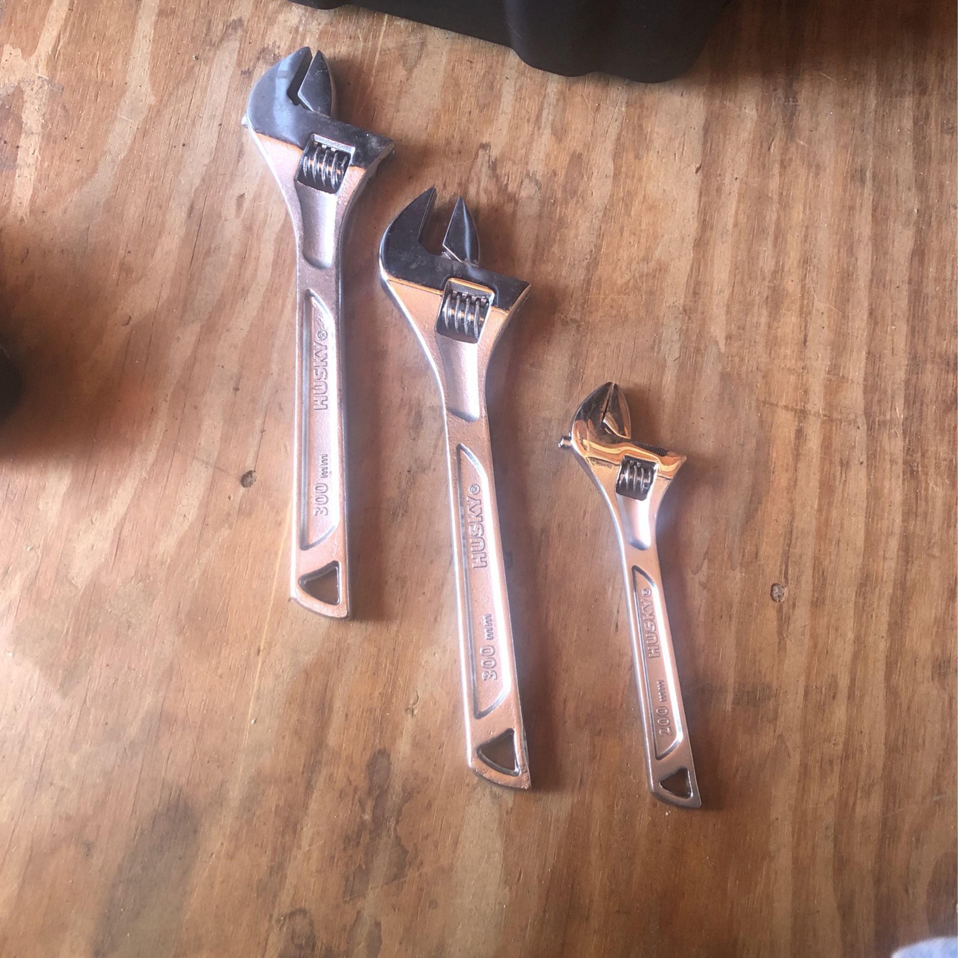 Three Adjustable Wrenches Chrome