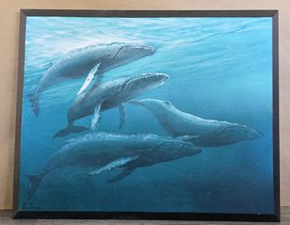 Original Painting "Sea Melody" by Ollie Thompson (36" x 24") - Humpback Whales Canvas