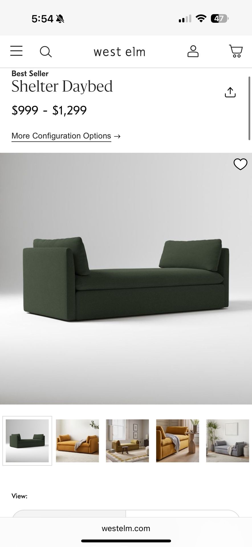 WEST ELM SHELTER BENCH Evergreen