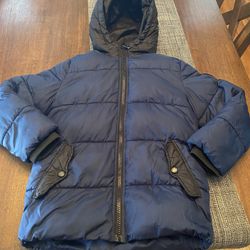Michael Kors Boys Puffer Warm Winter Jacket hooded with hood zip up Blue Size 8 Excellent condition