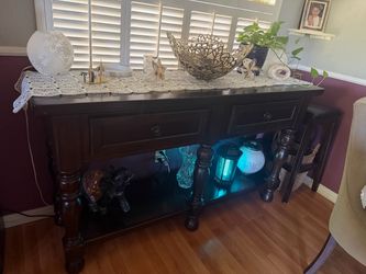 Ashley Furniture Dark Wood Console Table with Drawers