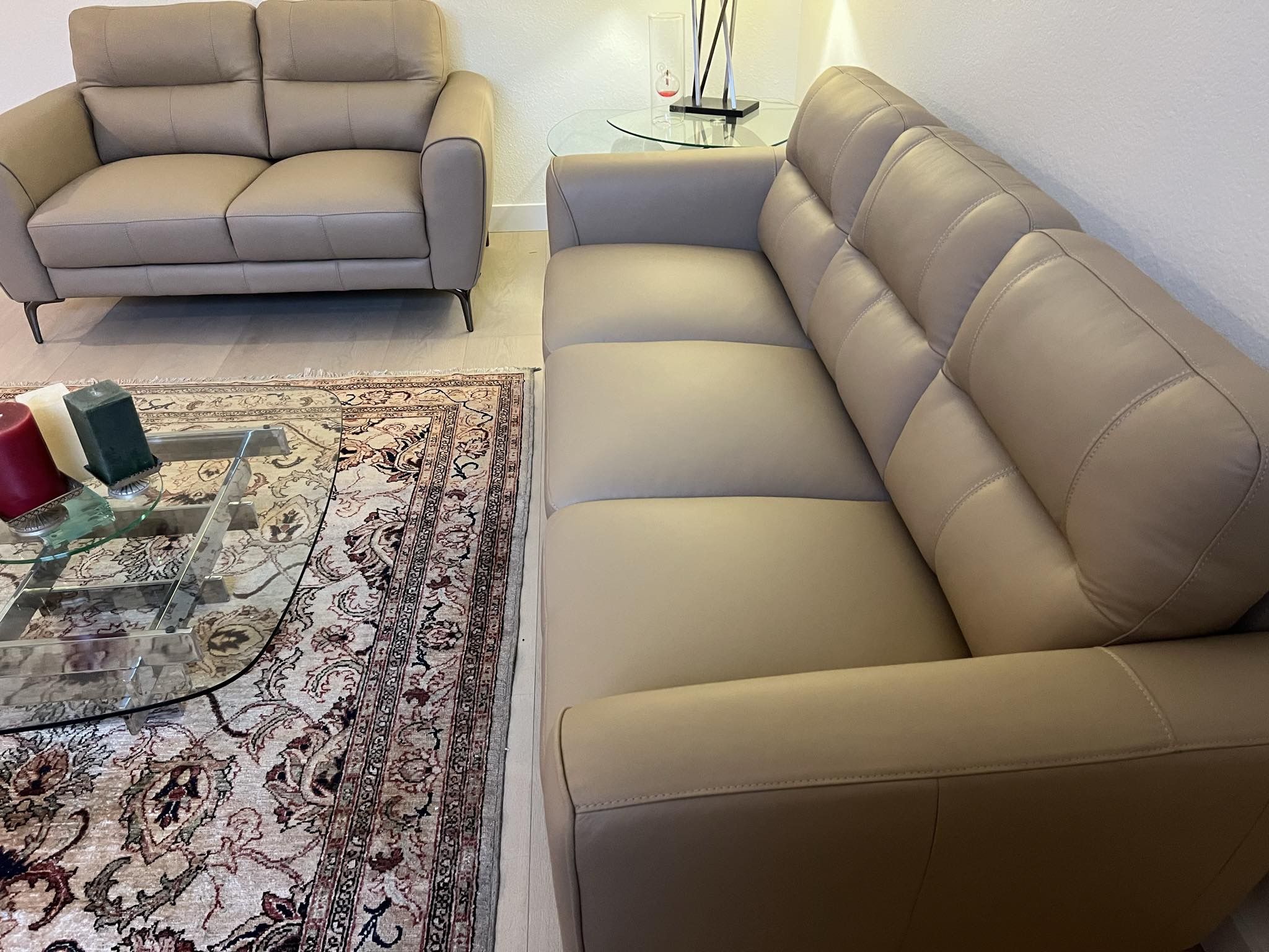 New Top Grain Genuine Leather Couch And Love Seat Set / Free Delivery