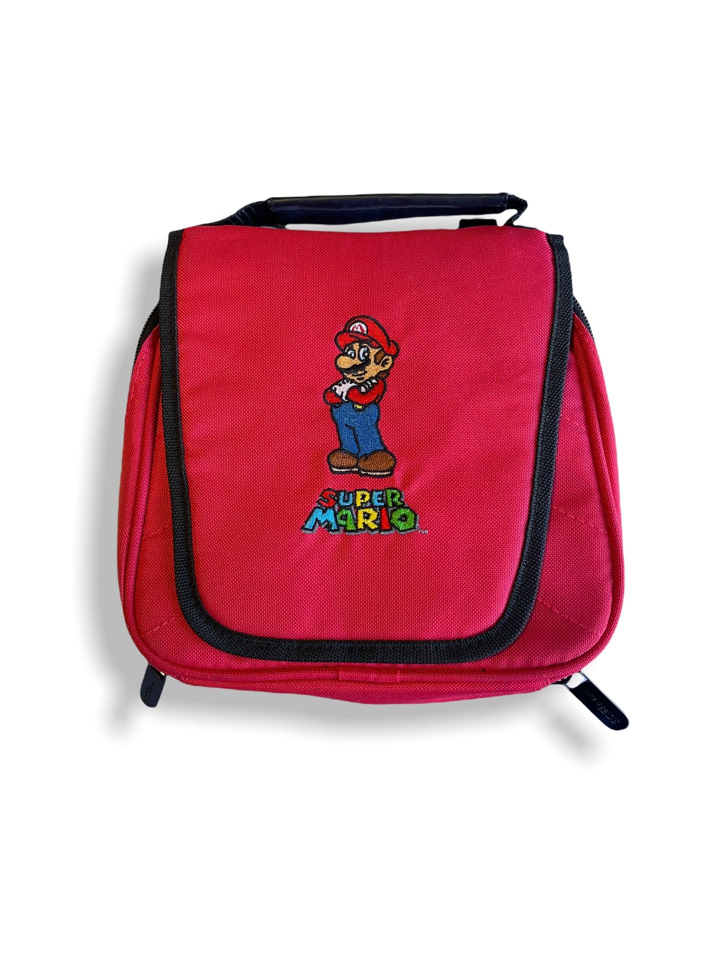 Super Mario Bros Carrying Case Pouch Bag Nintendo DS Zippered Red Travel Case