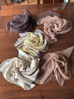 Deal Of The Day! Scarf collection of five vintage scarfs hand rolled hand stitched