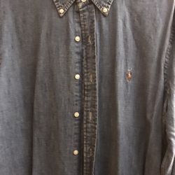 XL Denim blue long sleeve polo