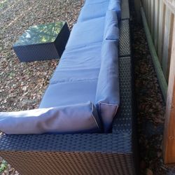 Patio Set Outdoor Furniture Wicker Rattan Sectional Chairs Table 6 Seats And Cushions