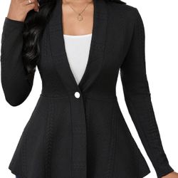 Women Casual Blazers Button Knit Lightweight Business Cardigan Jackets Blazer for Work