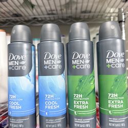 DOVE MEN + CARE DRY SPRAY ANTIPERSPIRANT 3.8 OZ $7.00 EACH