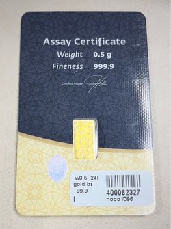 82327 24KT GOLD BAR .5grms 99.9