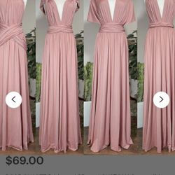 Blush Pink Long Infinity Convertible Multi Wrap Dress