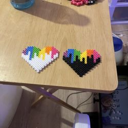Drippy Heart White And Black With Rainbow Set Of 2