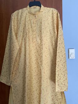 Men's Yellow Floral Kurta size XL