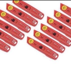 Self-Retracing Plastic Safety Box Cutter With 6 Blades - Pkg Qty 12