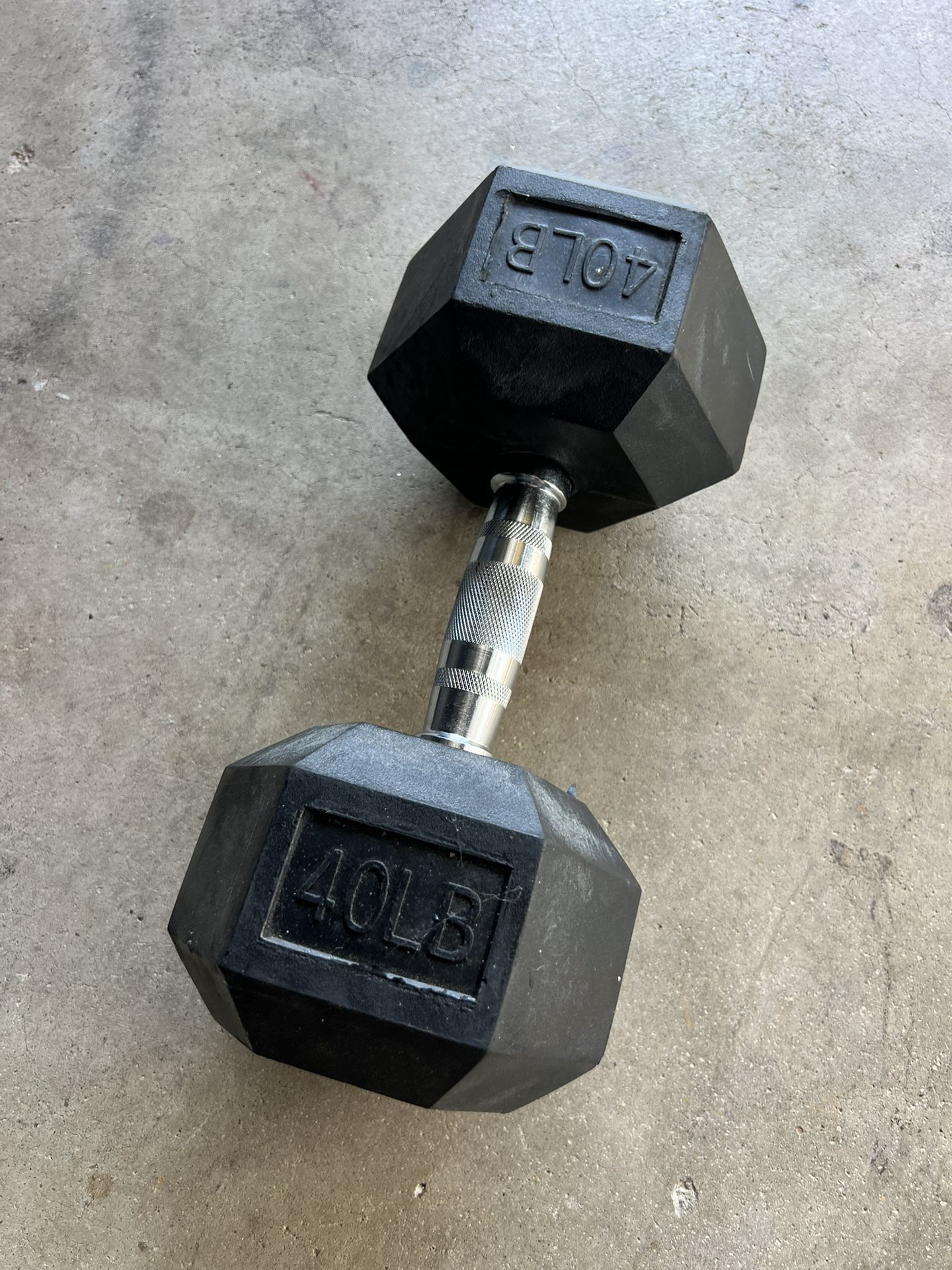 40lb Rubber Hex Dumbbell, Single