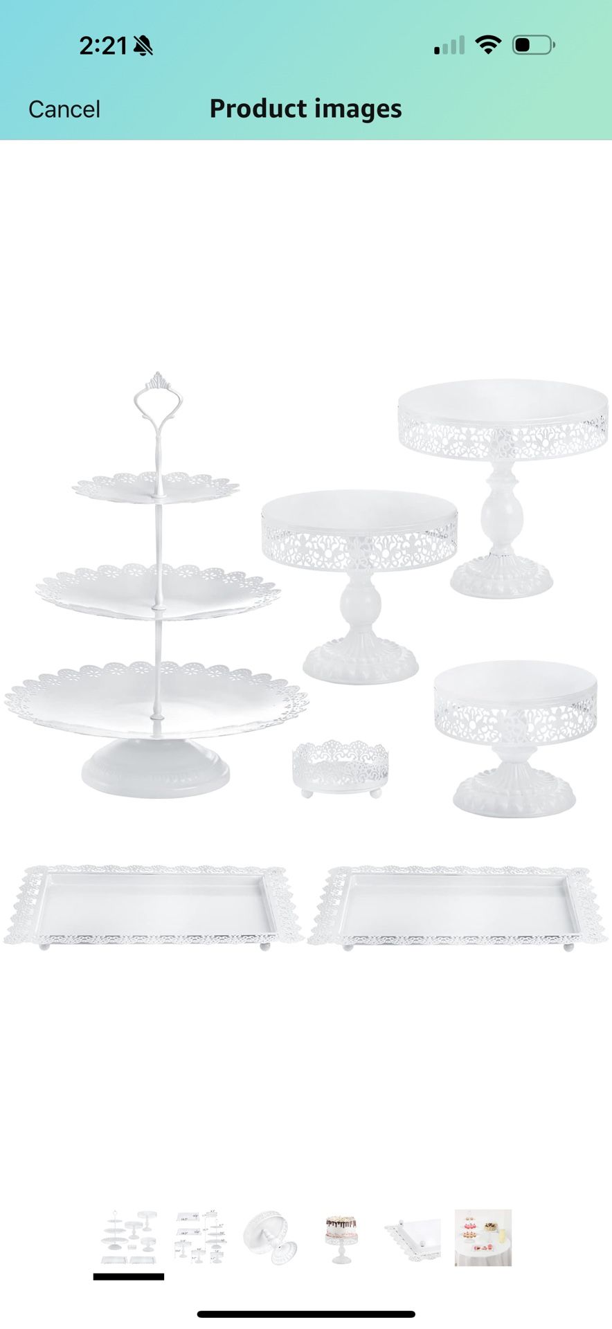 Lyellfe Set of8White Cake Stand, Decorative Dessert Display Set, Metal Cake Stand Set for Dessert Table, Birthday Party, Wedding, Afternoon Tea, Fes