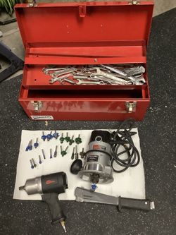 Porter-Cable Router, Williams Toolbox, and Assorted Tools