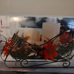 Holiday Sleigh With 3 LED Candles