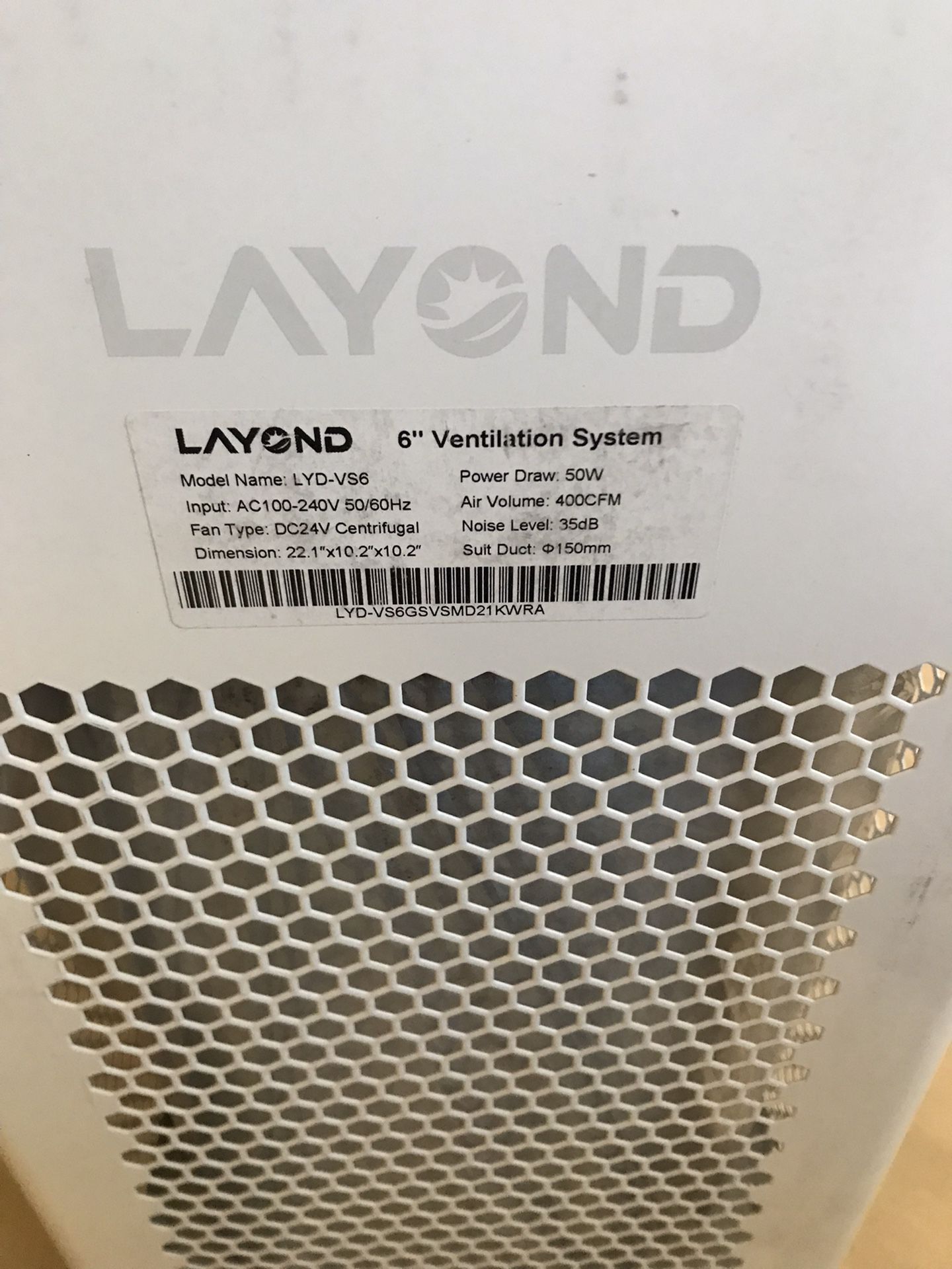 LAYOND 6” Inline Duct Fan for Grow Tent Ventilation 