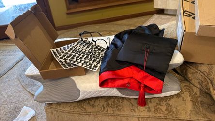 Huguito 5 piece Dog Graduation Coat Costume Large Black and Red