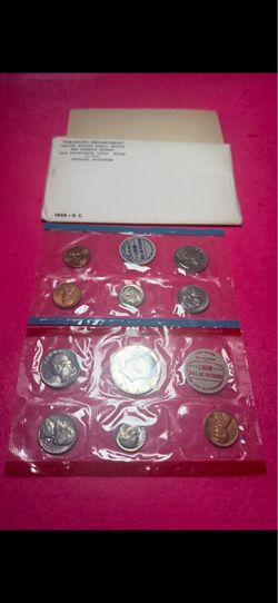 1968 Uncirculated U S Mint Coin Sets with Silver Half Dollar