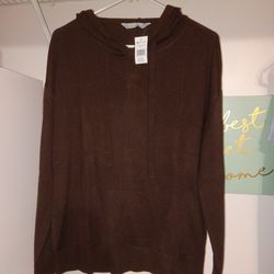Womens Cashmere Blend Hoodie Size Small, Brown Members Mark Brand 