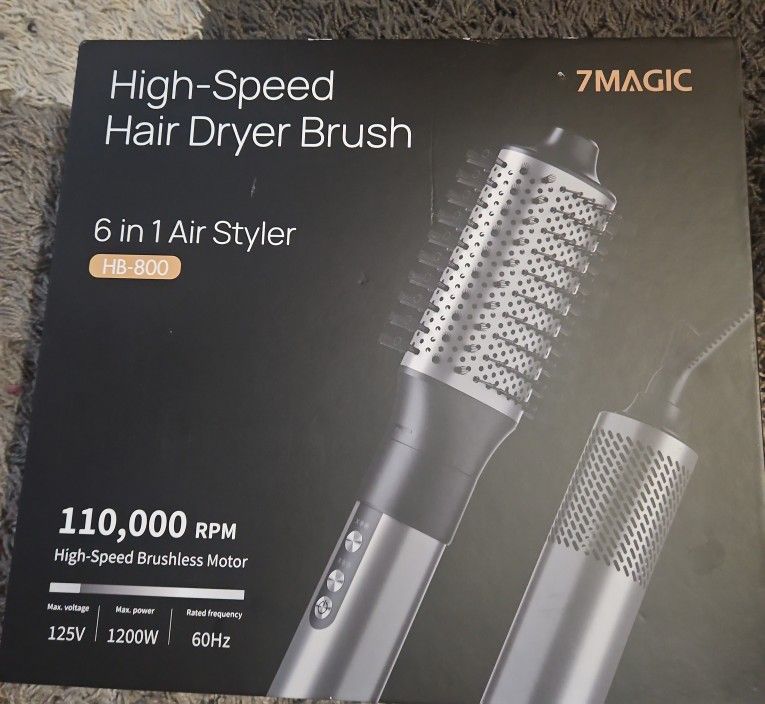 Hair Dryer Brush & 6 in 1 Hair Styler, Silver, 110 Volts,