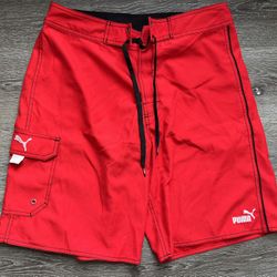 Men’s Red Puma Lightweight Shorts Size 32 