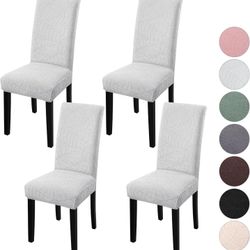 Dining Chair Covers Set of 4, Stretch Jacquard Chair Cover Parsons - Light Gray