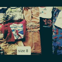 Boys Size 8 Clothing 12pc LOT (Cargo Baggy Pants & Shorts, Shirts, PJs, Hoodie)