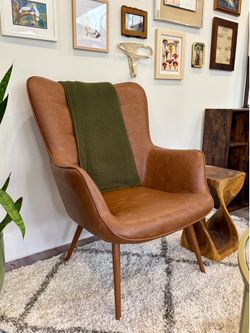 Leather Wingback Chair Midcentury