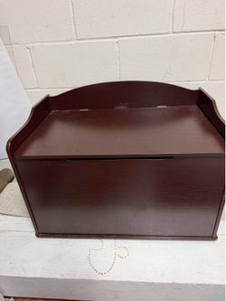 Dark Brown Wooden Toy Box with Lid