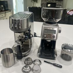 Breville Espresso Machine And Breville Espresso Smart Grinder Pro Set